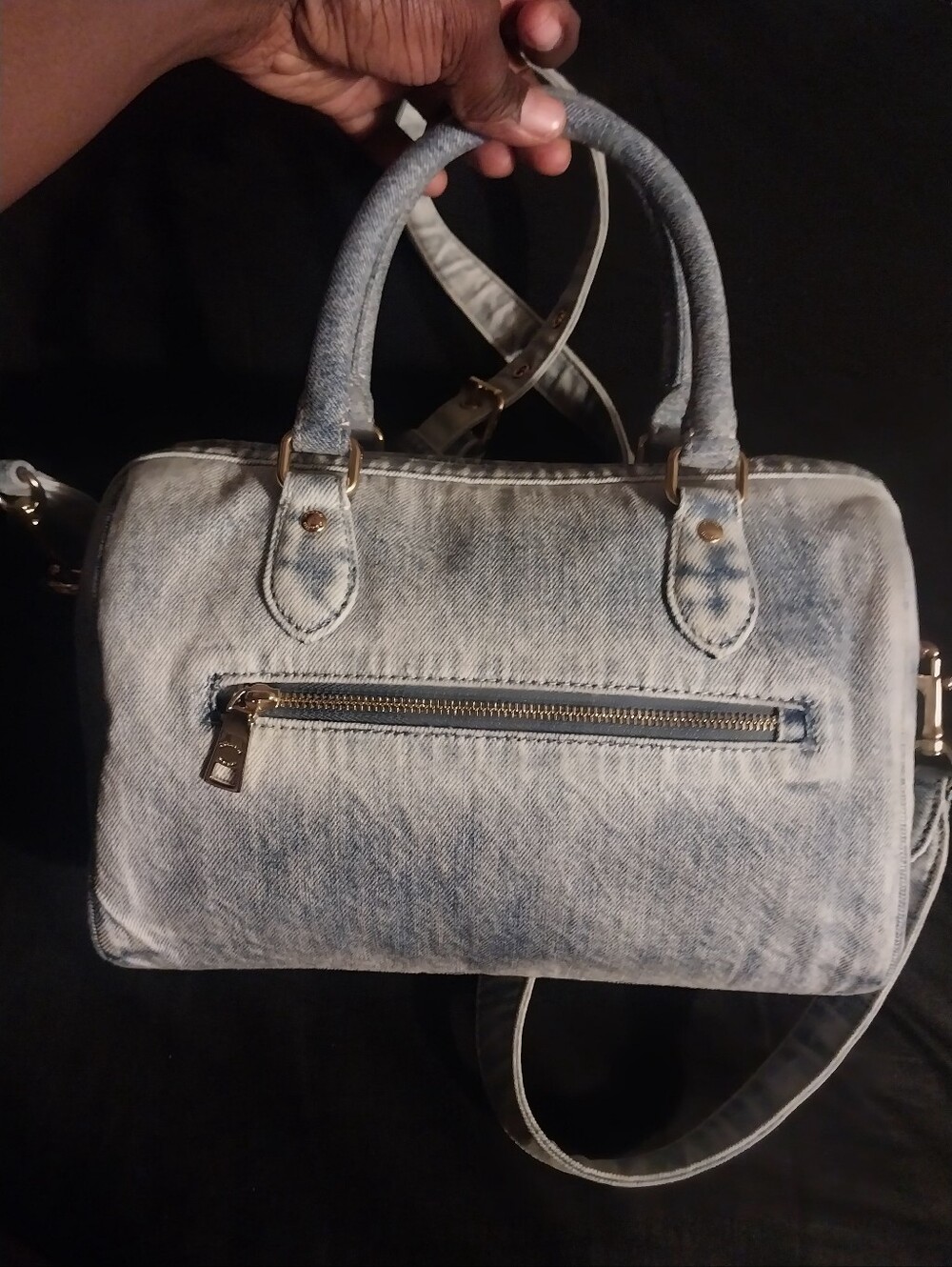 Coach Medium loved Denim Rowan Satchel Handbag in Wash Blue Denim - Picture 11 of 16